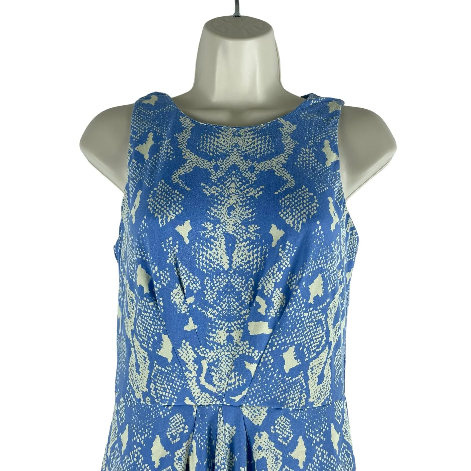 J. McLaughlin Catalina Snakeskin Sheath Mini Dress Blue Tan Size XS - Image 3