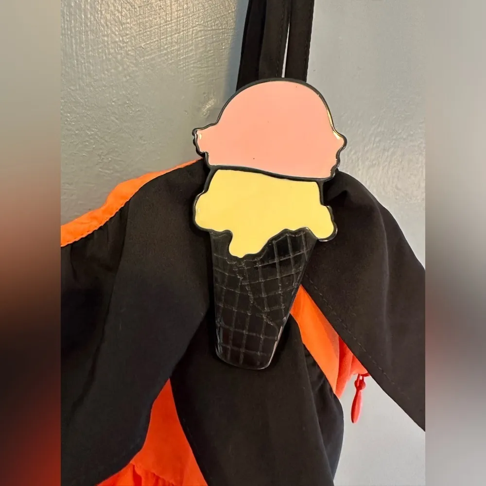 Fiorucci‎ Tiered Mini Dress NWT Size XS Ice Cream Pin Orange Pink Black - Image 2