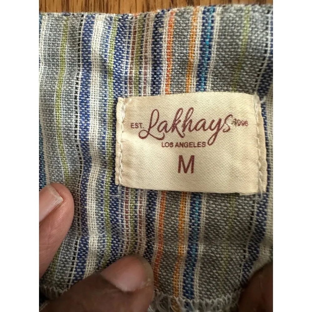 Lakhays Womens Striped Ruffled Wrap Skirt With Tie Belt Blue Size M - Image 3