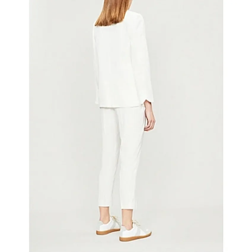 ZADIG & VOLTAIRE Cream‎ VOLLY Crepe Notch Collar Jacket EU 34 US XS Open Front - Image 5