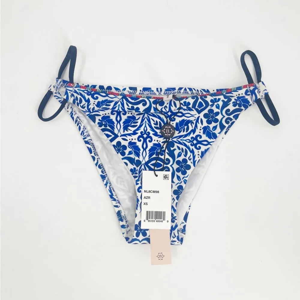 NANETTE LEPORE Bikini Bottom XS Talavera Vamp Azure Blue Beach Swim Resort NWT - Image 3