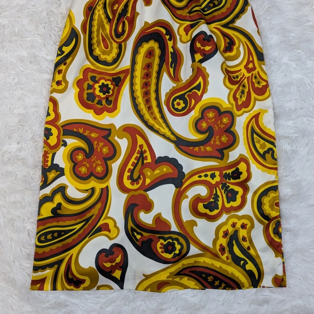 Banana Republic Strapless Paisley Print Dress White Yellow Brown Size 0 - Image 11