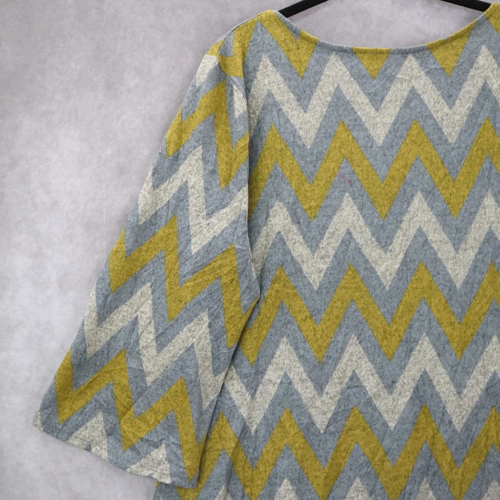 Tacera Gray Yellow Chevron Formal Work Relaxed Flare Boho Midi Dress Plus 2X - Image 5