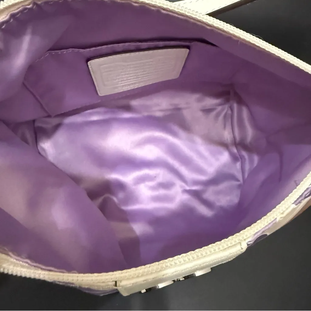 COACH 44837 Julia Outline OP Art Lilac Sateen Pouch Small Purse Shoulder Handbag - Image 11