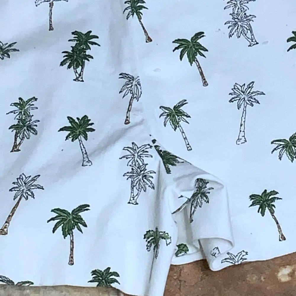 Zara High Rise White Bermuda With Green Palm Tress Pockets Shorts XS - Image 11