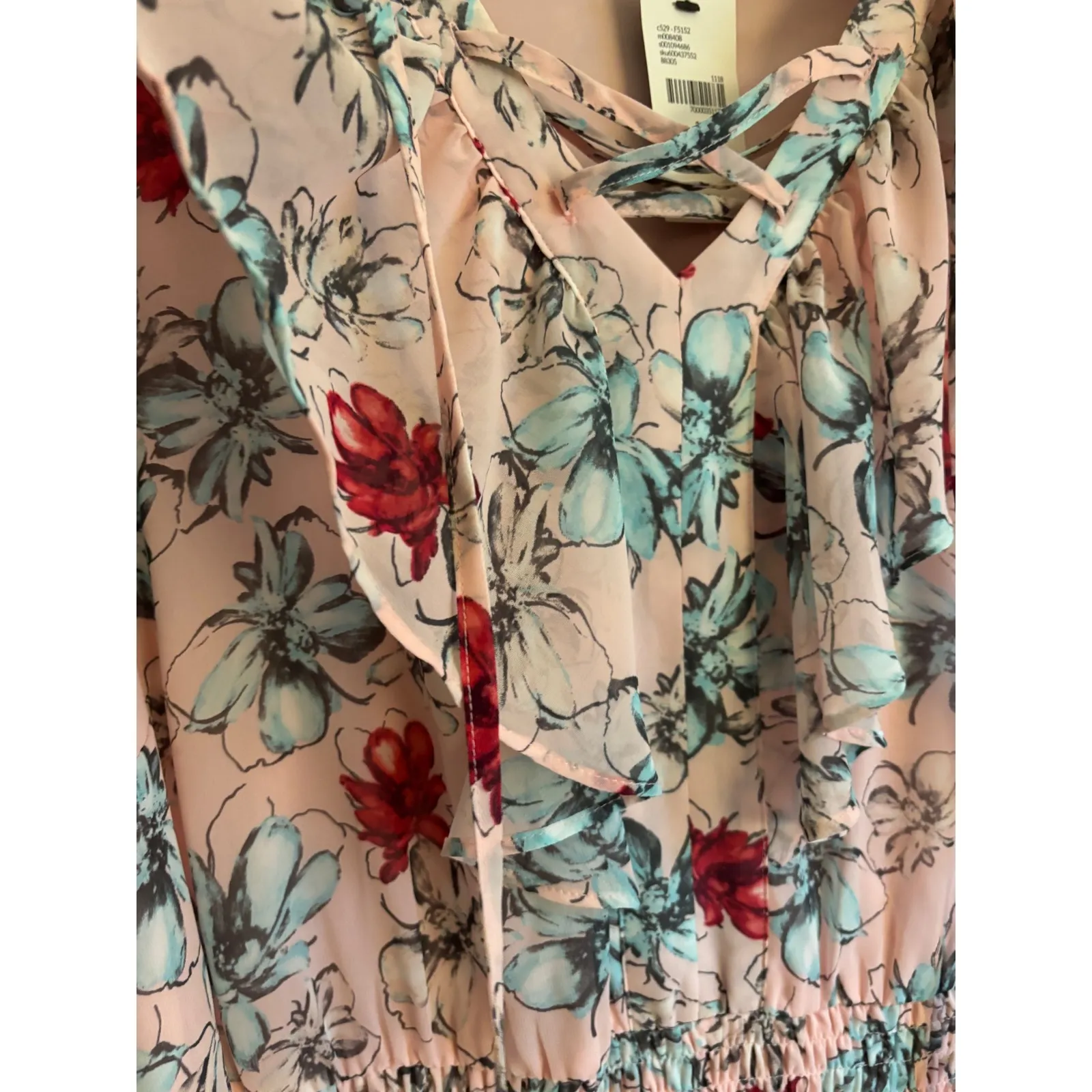 Lane Bryant Floral Ruffle Neck Blouse Size 22  NWT MSRP $60 - Image 9