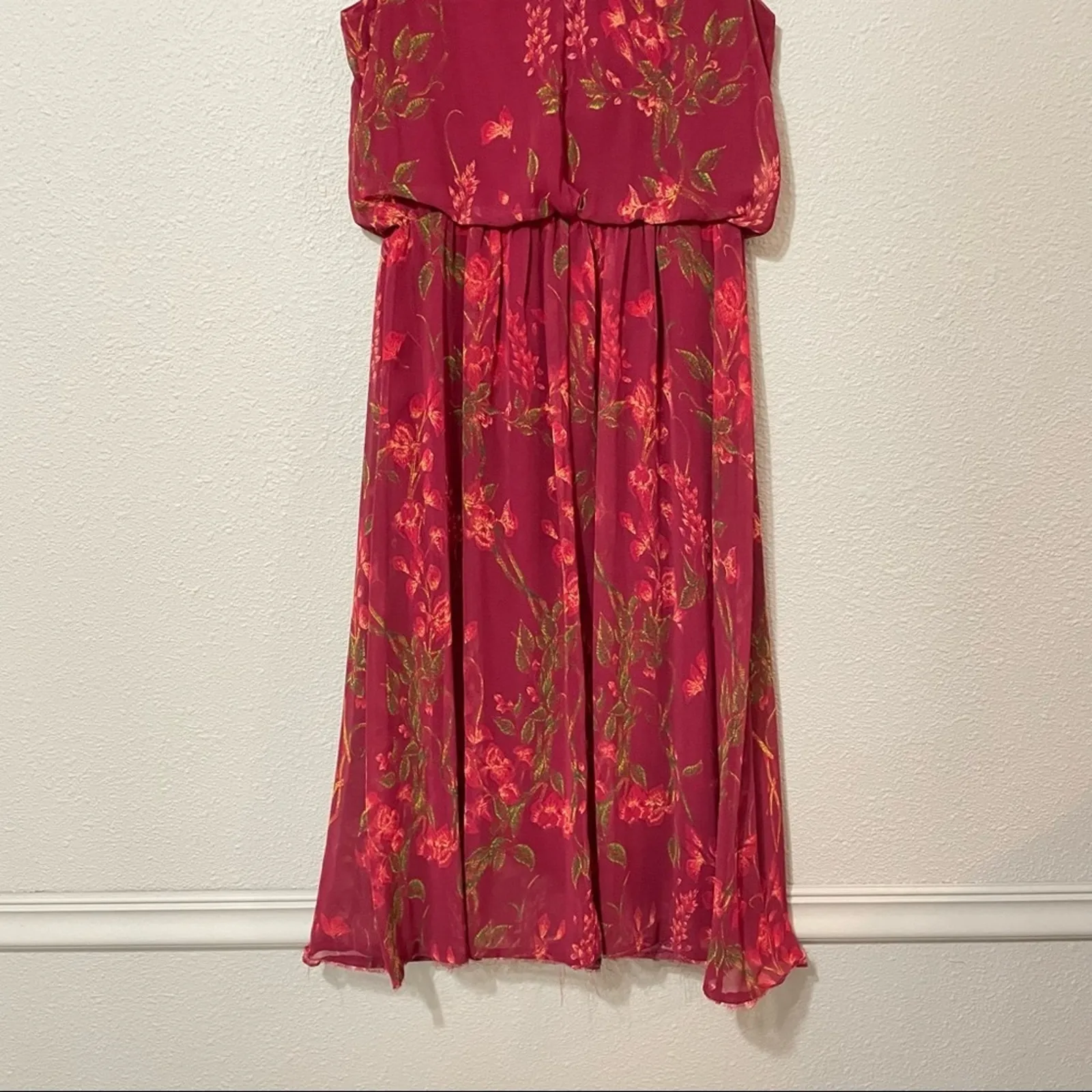 Marchesa Notte Red Floral Flowy Dress Casual Womens 2 Sleeveless Embroidered - Image 10