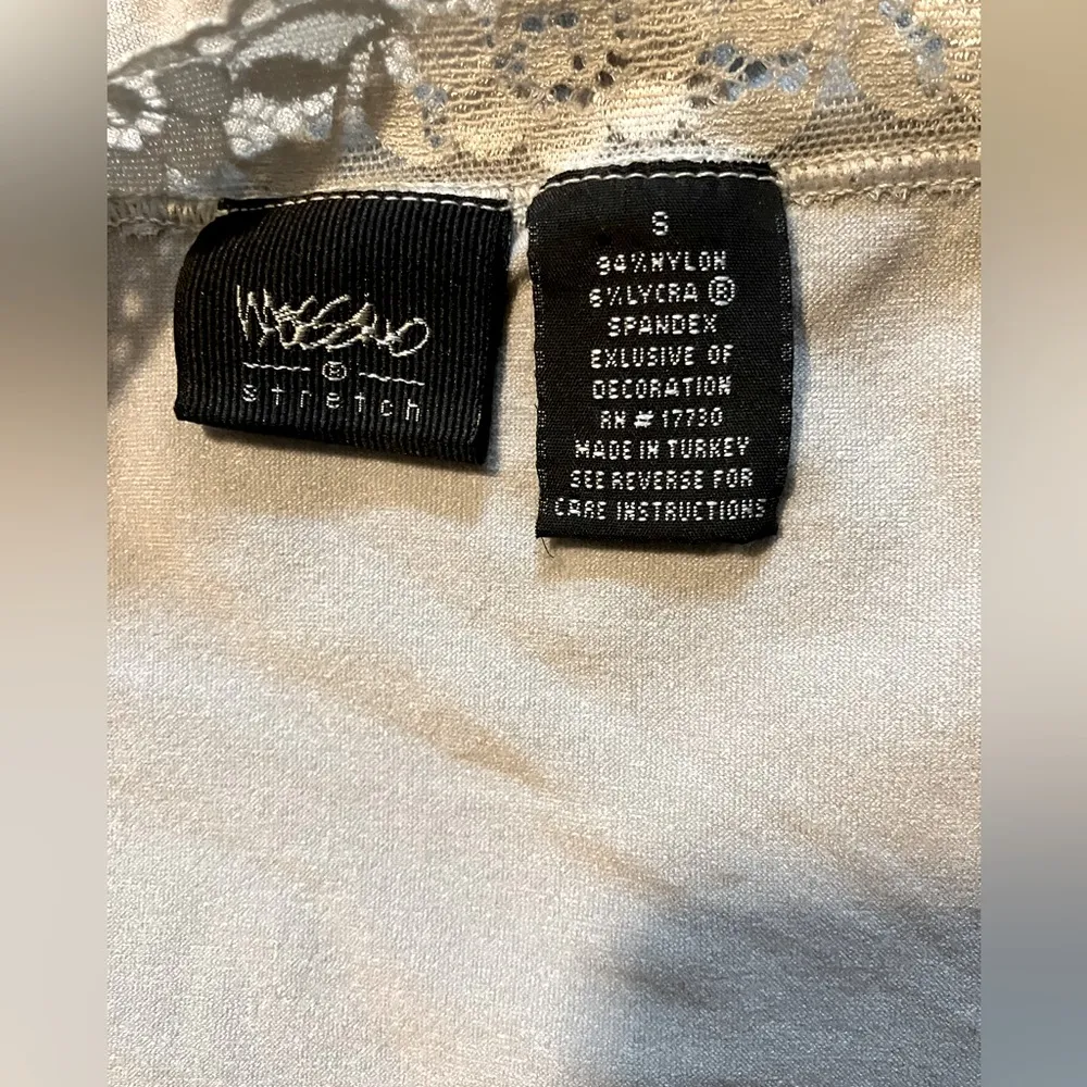 VTG 00s 90s Y2K Mossimo Spandex Ladies Spaghetti Strap Tank Top With Lace Gray - Image 6