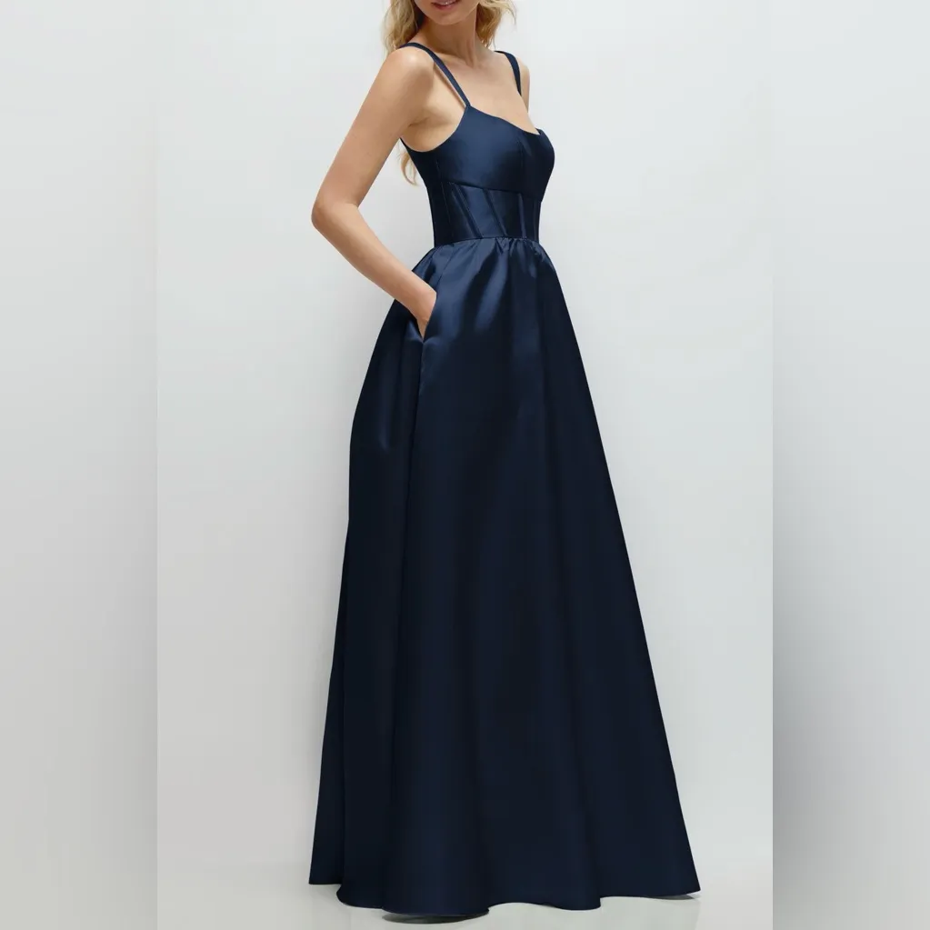 Dessy Collection Sleeveless Corset Gown Blue Size 16 - Image 3