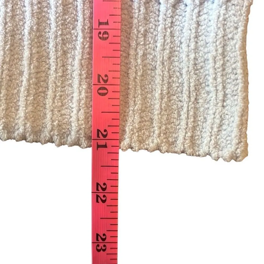 Moral Fiber Womens Large Blue Chunky Knit Lace Up Back Cropped V Neck Sweater - Image 7