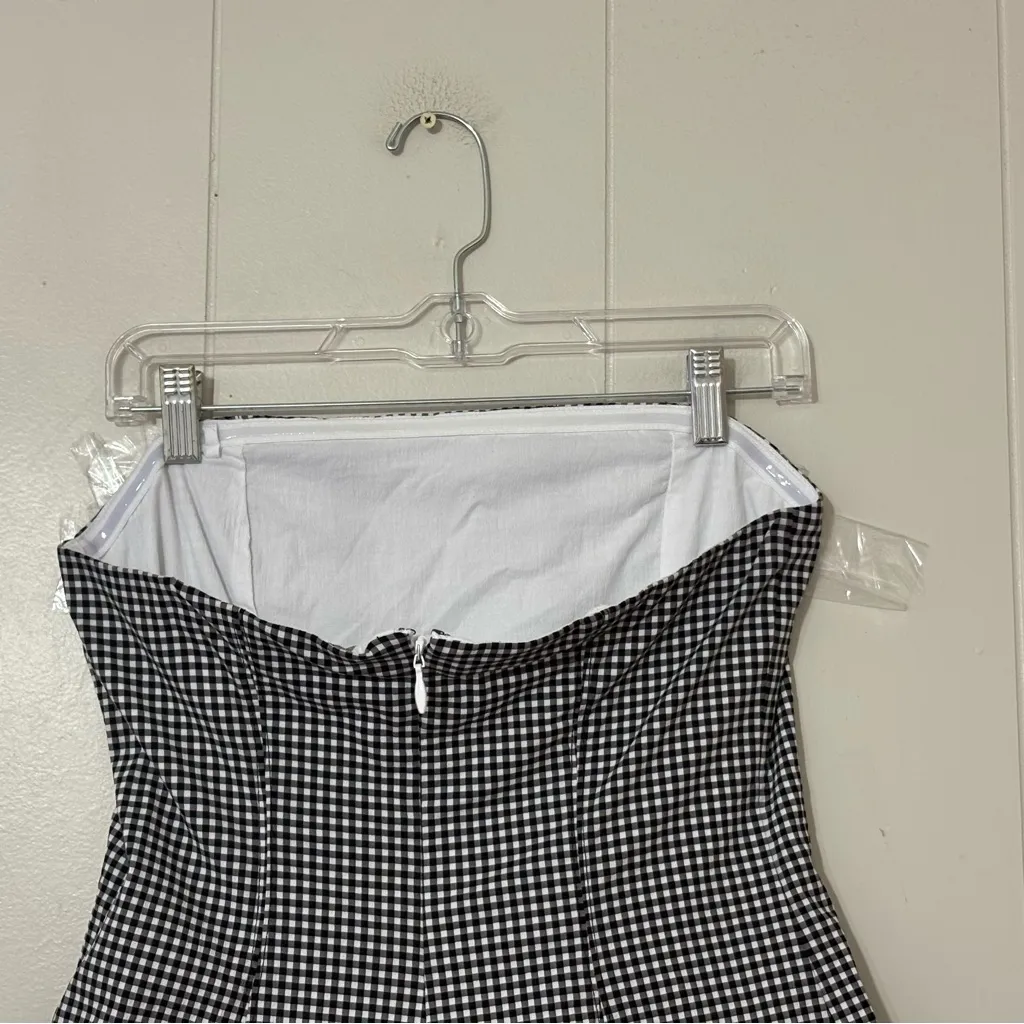 Abercrombie & Fitch Mila Strapless Gingham Mini Dress Black Size M - Image 6
