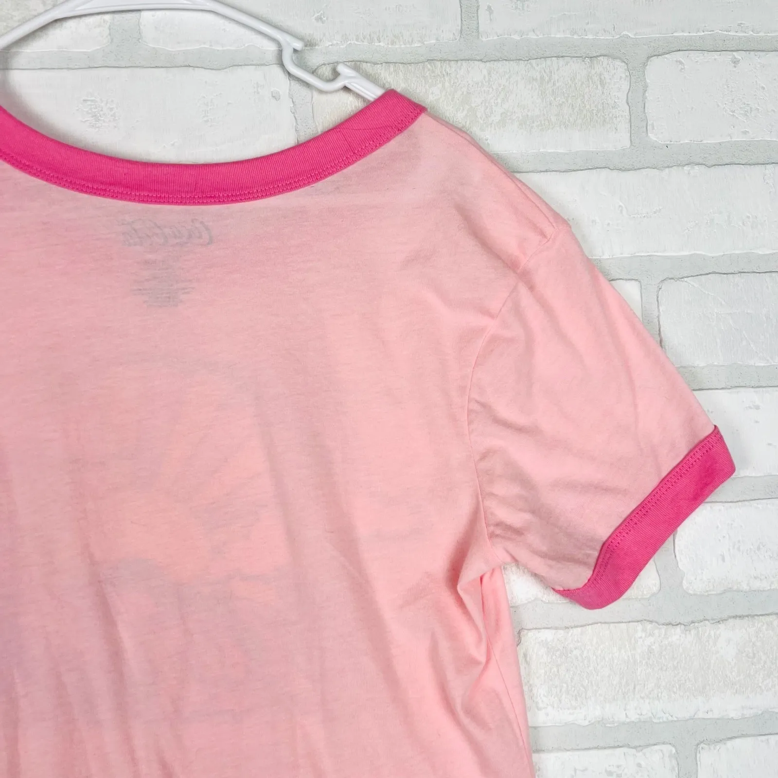 Coca-Cola‎ T-Shirt Pink Rainbow Graphic Ringer Tee Top Womens Size Medium - Image 9