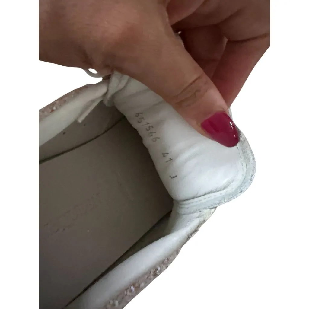 ALEXANDER MCQUEEN Women's White Pink Glitter Court Trainer Sneakers Sz 41/ US 11 - Image 6