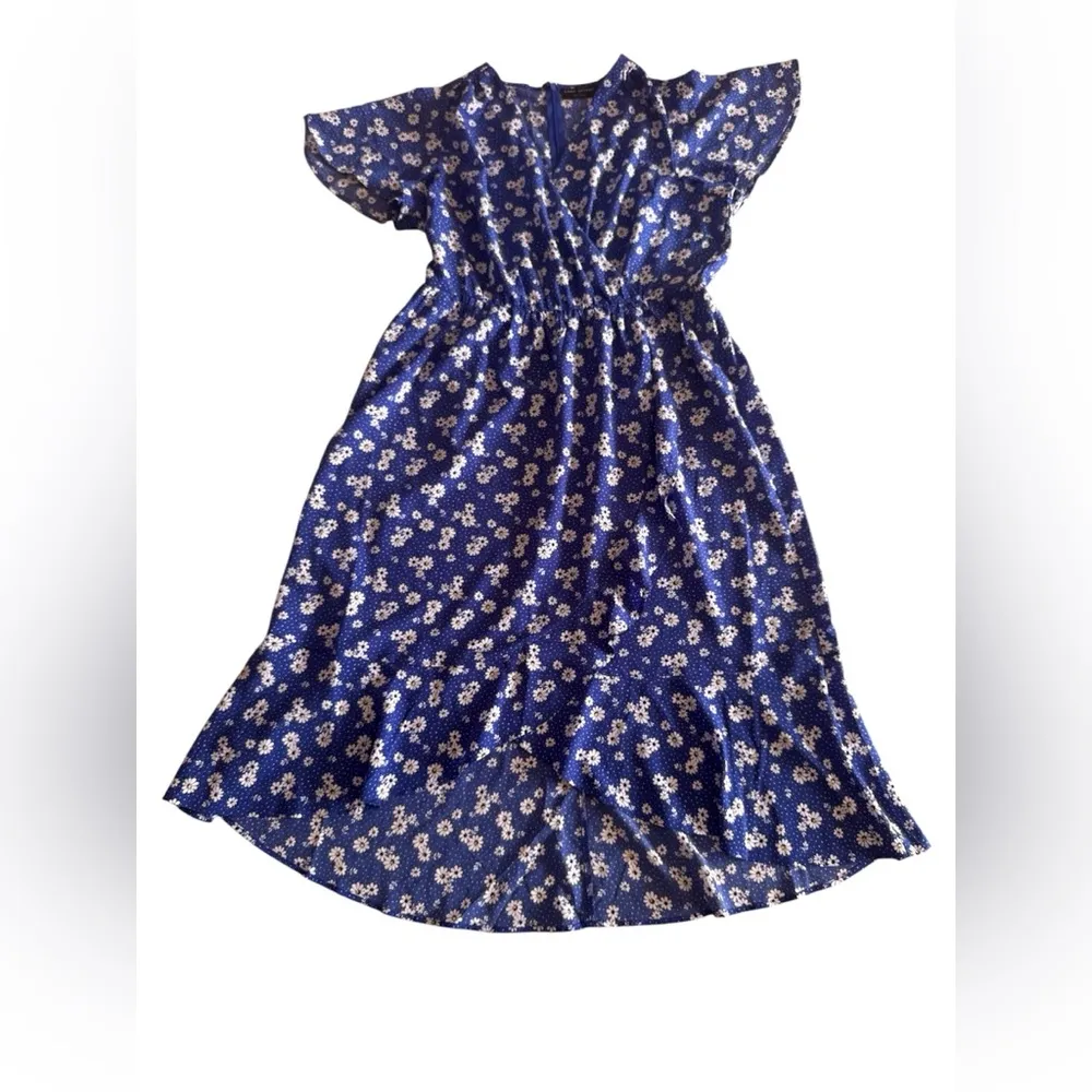 Lane Bryant - Floral Maxi Dress - High Low - Size 14- Blue Flowers flare - Image 4