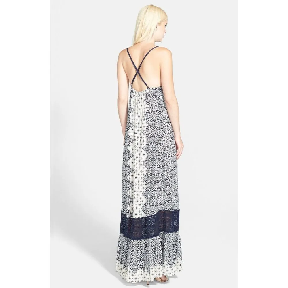 NWT Gypsy 05 Casablanca in Navy Rayon Voile Triangle X-Back Maxi Dress XS $210 - Image 2
