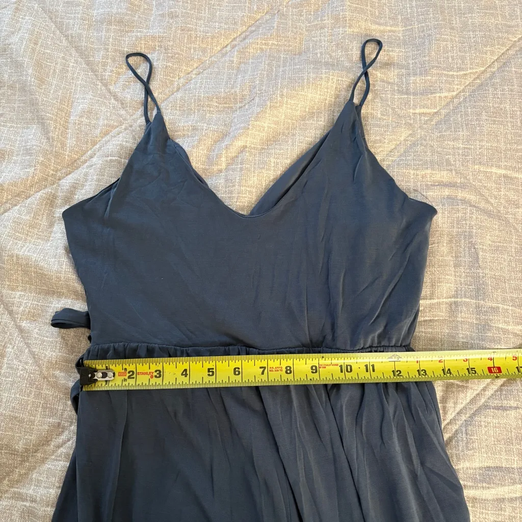 Sienna Sky Women’s L Blue Romper Spaghetti Strap Wide Crop Leg V-Neck Tie Wrap - Image 6