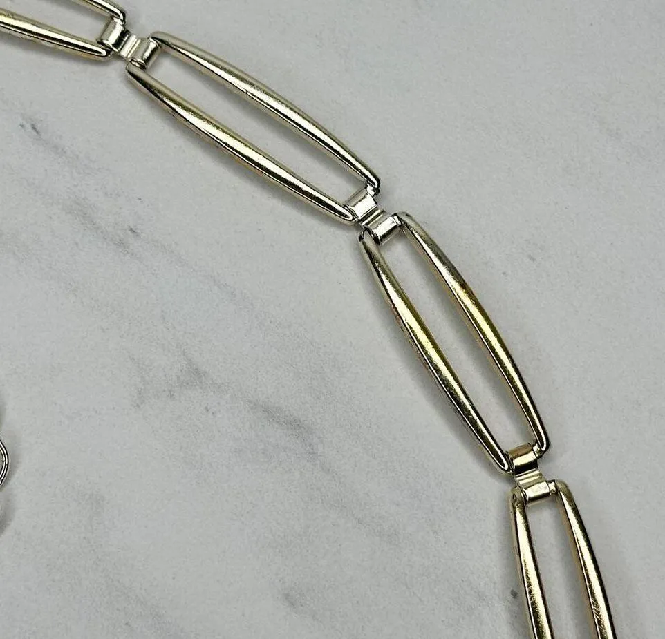 Skinny Silver Gold Chain Link Belt Large XL Two Tone ✨ - Image 5