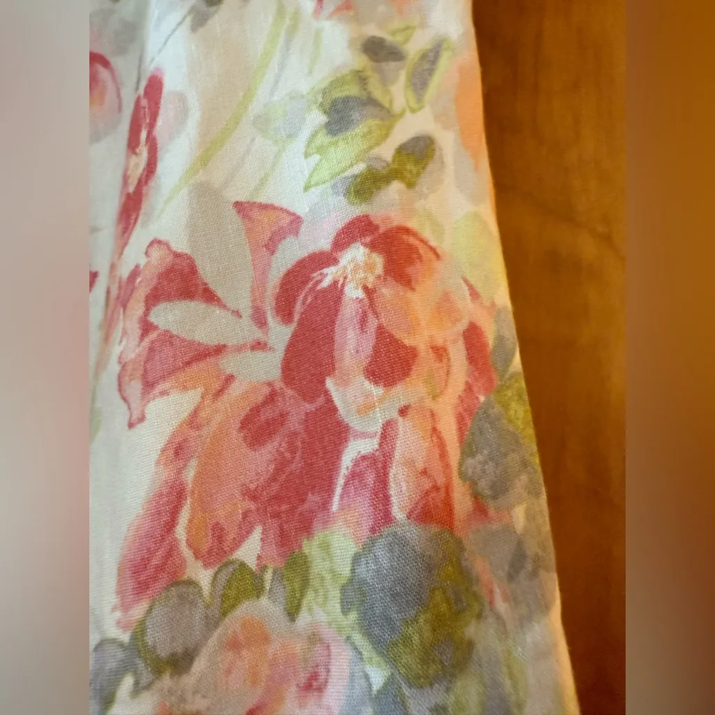 J. Jill Linen Blend Stretch Cropped Pants Floral Feminine Petite Large PL LP Pink Size undefined - Image 13