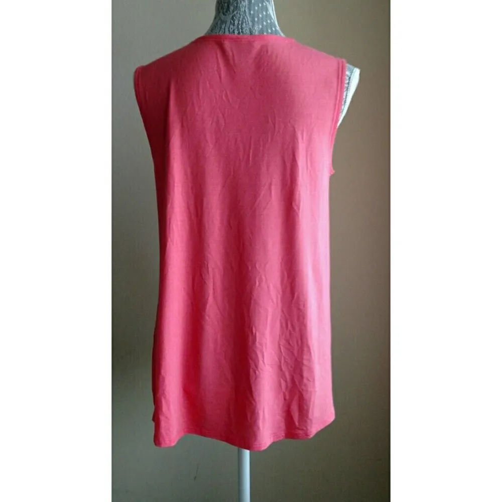 Eileen Fisher Soft V-neck Shell Watermelon Coral S New - Image 3