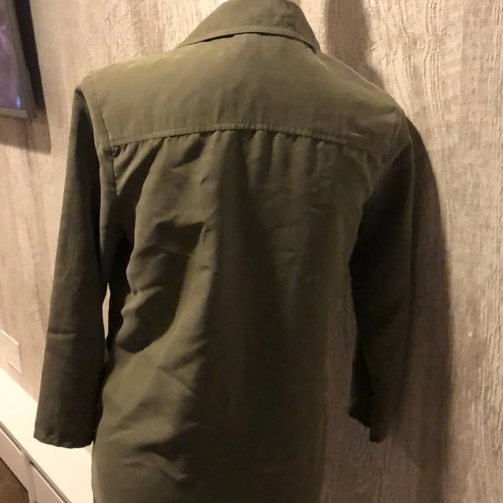 Silence & Noise Army Green Button Down Tunic Shirt - Image 6