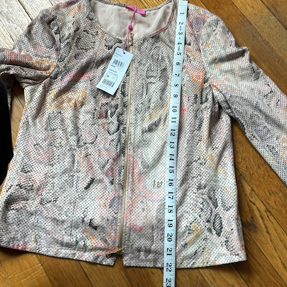 NWT Basler Vegan Suede Rouched Snakeskin Print Bomber Jacket Pink Size undefined - Image 9