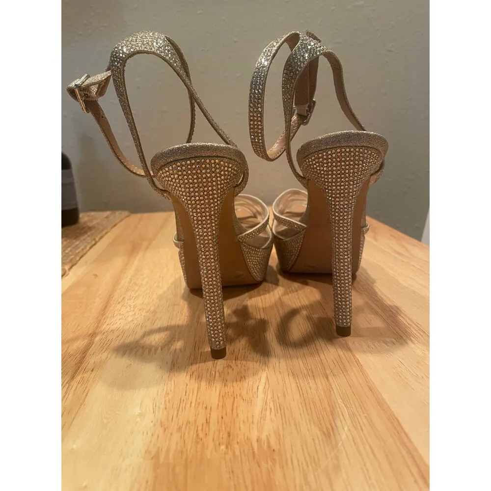 Jessica Simpson Glances There Gold Platform Strappy Sandals, S99 - Image 2