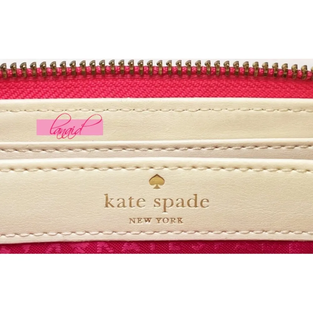 Kate Spade Moroccan Market Neda Large Wallet Bubblegum Pink Violet Leather Zip - Image 8
