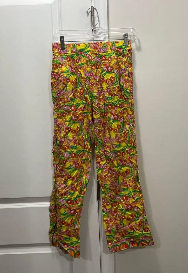 FLAWED Solid & Striped Yellow Floral The Avril Pants Size XS $188 - Image 2