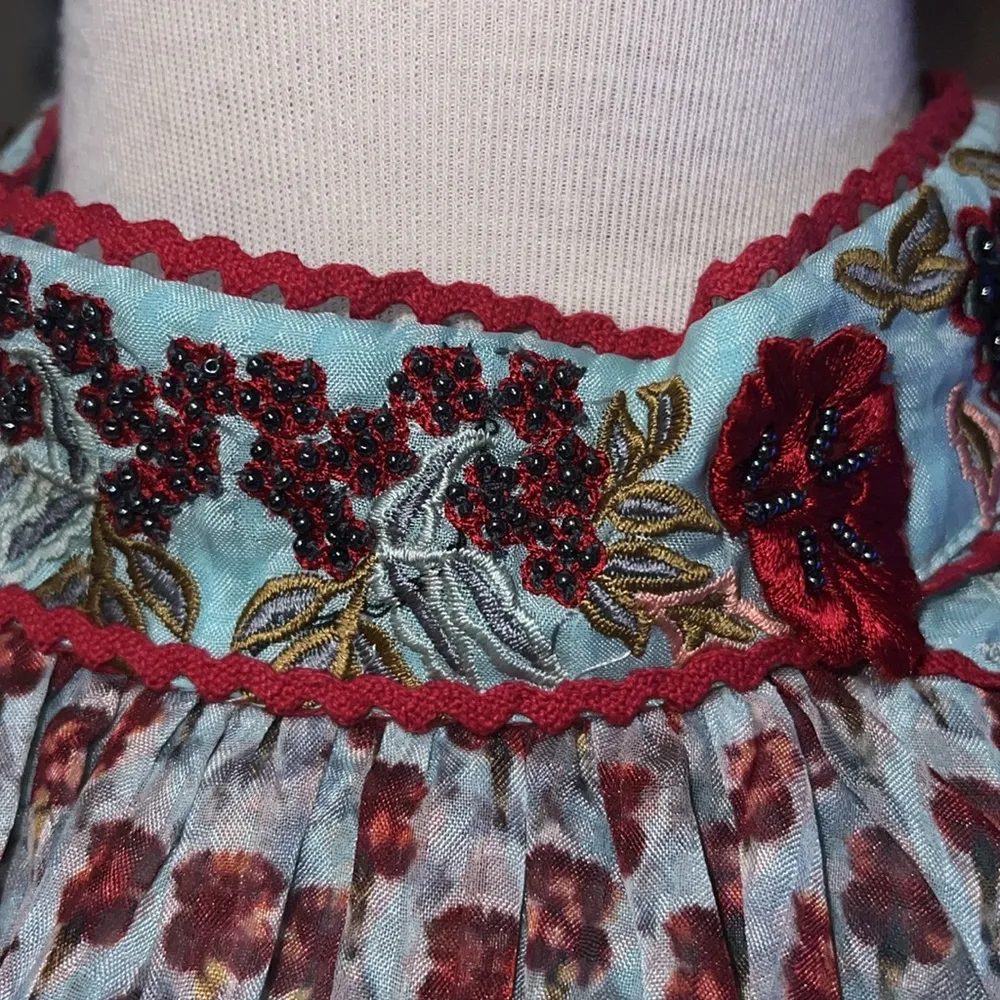 Anthropologie Bhanuni Floral embroidered, beaded dress size M Bohemian - Image 8