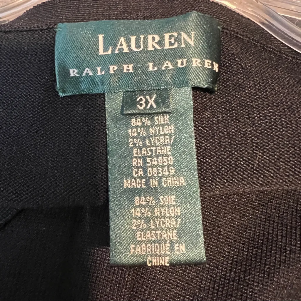 Lauren Ralph Lauren 3X Silk Blend Button Front V-Neck Cardigan w/Long Sleeves - Image 6