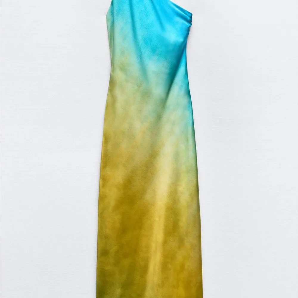 ZARA Asymmetrical Satin Effect Tie Dye Dress - Image 5