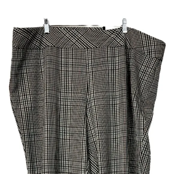 Roz & Ali Pants Pull On Slim Fit Straight Leg Brown Cream Plaid Women’s Size 22W - Image 6
