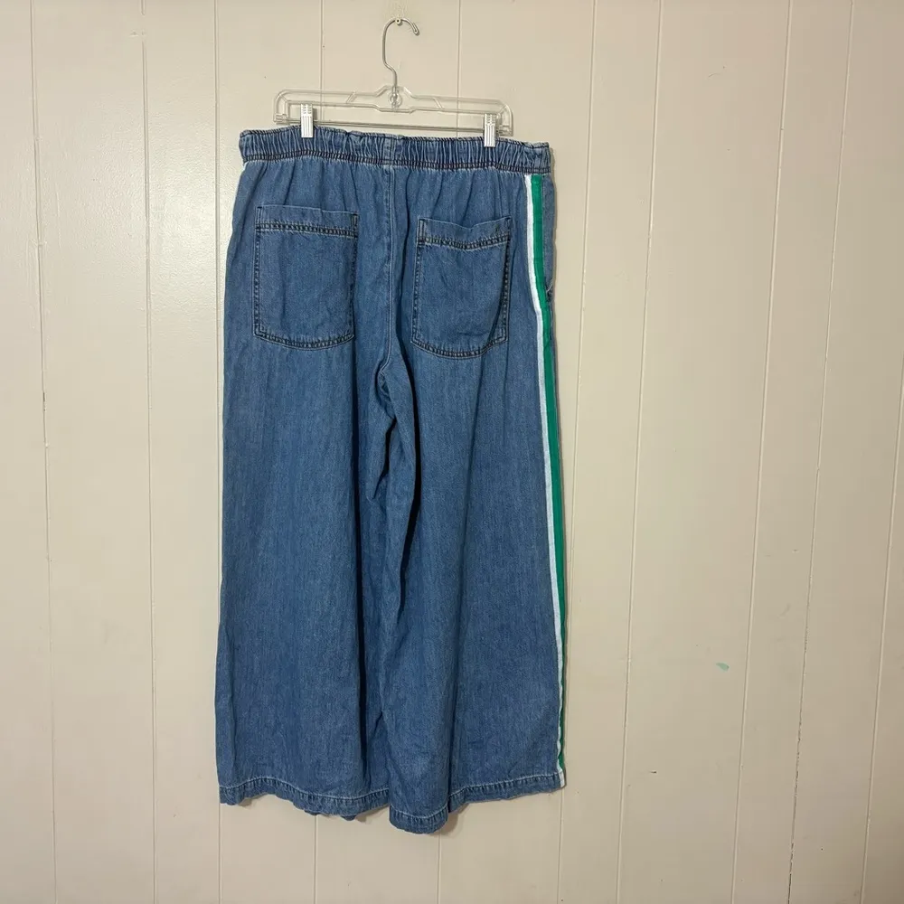 Pilcro The Surfer Pull-On Wide Leg Jeans Blue Denim Size L — Elastic Waist - Image 9