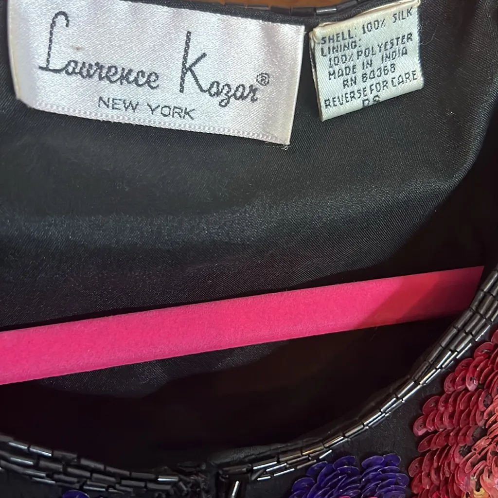 Vintage Laurence Kazar New York Silk Beaded Floral Jacket Blazer 60s Avant Garde - Image 3