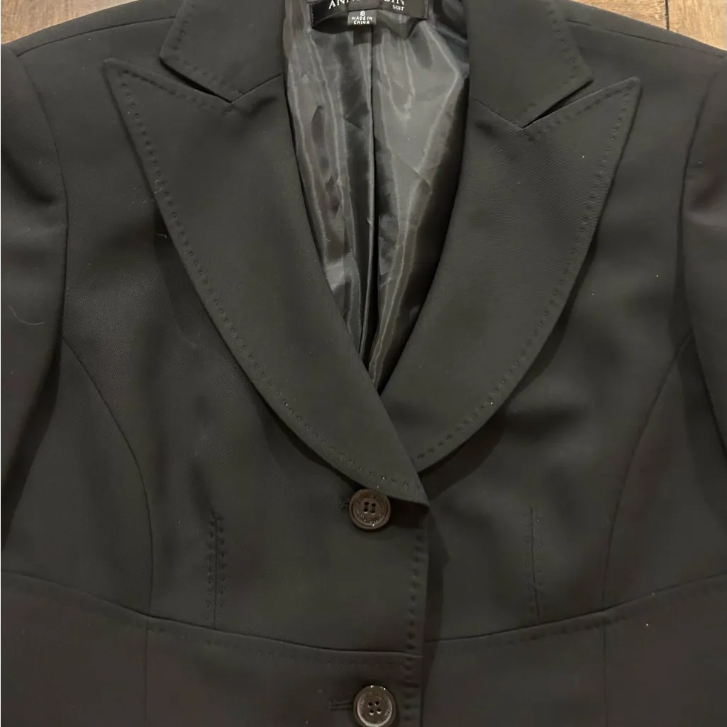 Anne Klein Black Notched Collar Lined Blazer Size 8 - Image 12