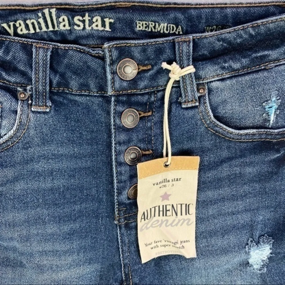 Vanilla Star Ripped Distressed Button‎ Fly Cuffed Bermuda Shorts - Image 3