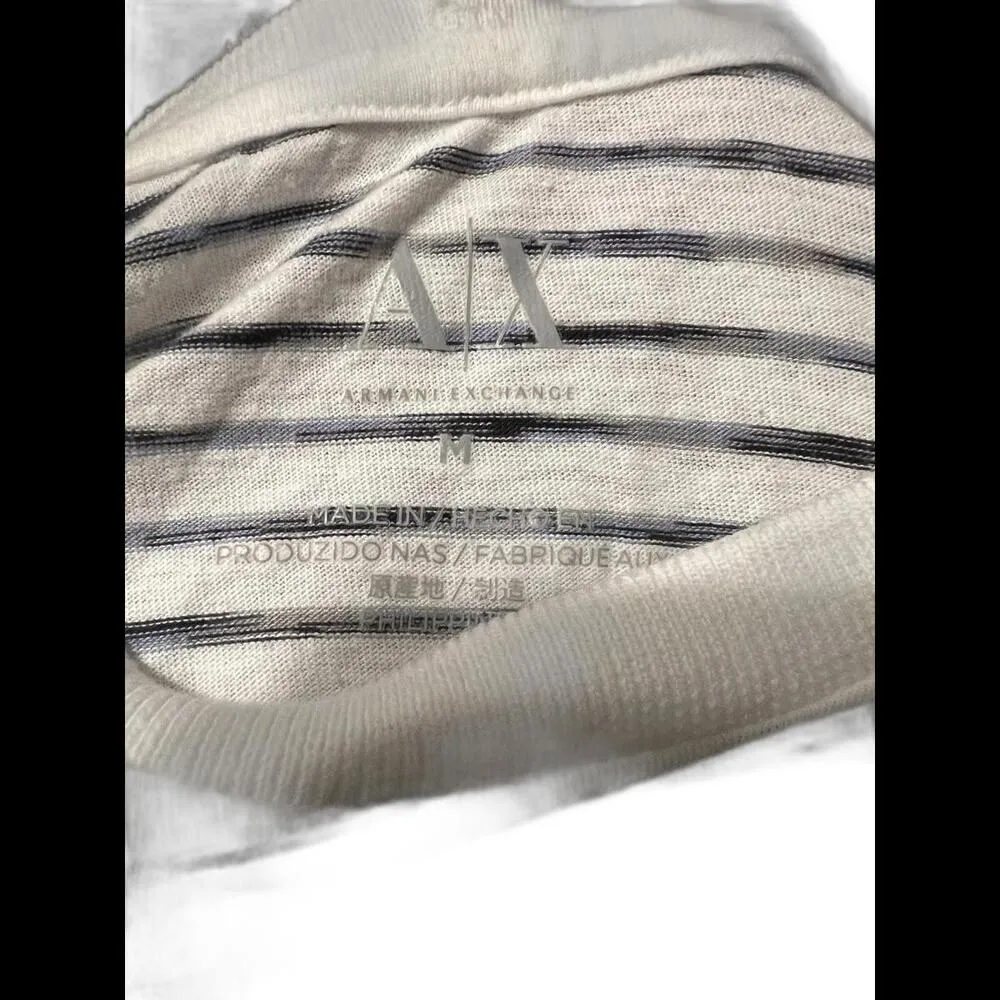 Armani Exchange Striped Graphic Tee - Stylish Casual Wear Medium - Image 3