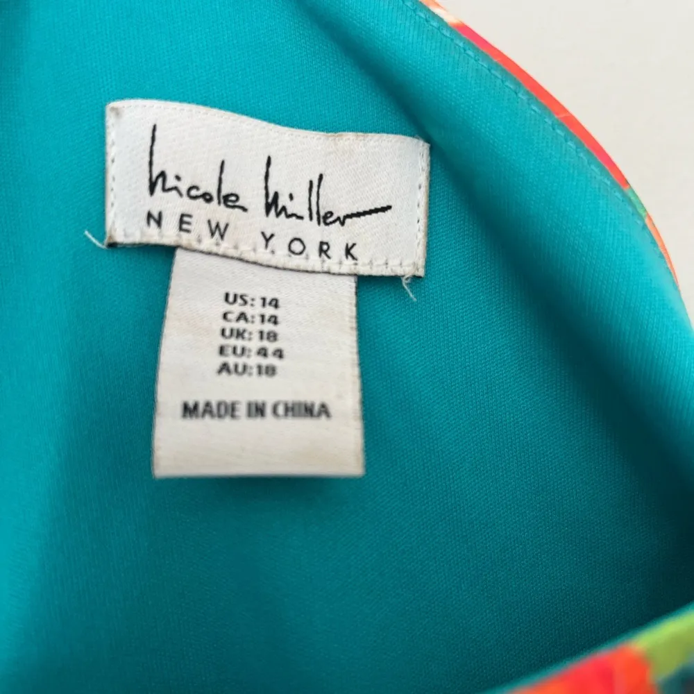 Nicole Miller Tropical Floral One Shoulder Maxi Dress Side Slit Women’s Size 14 - Image 4