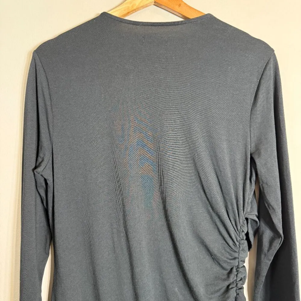 Sundance Criss Cross Draping V-Neck Knee Length Wrap Dress Women's Large Black - Image 12