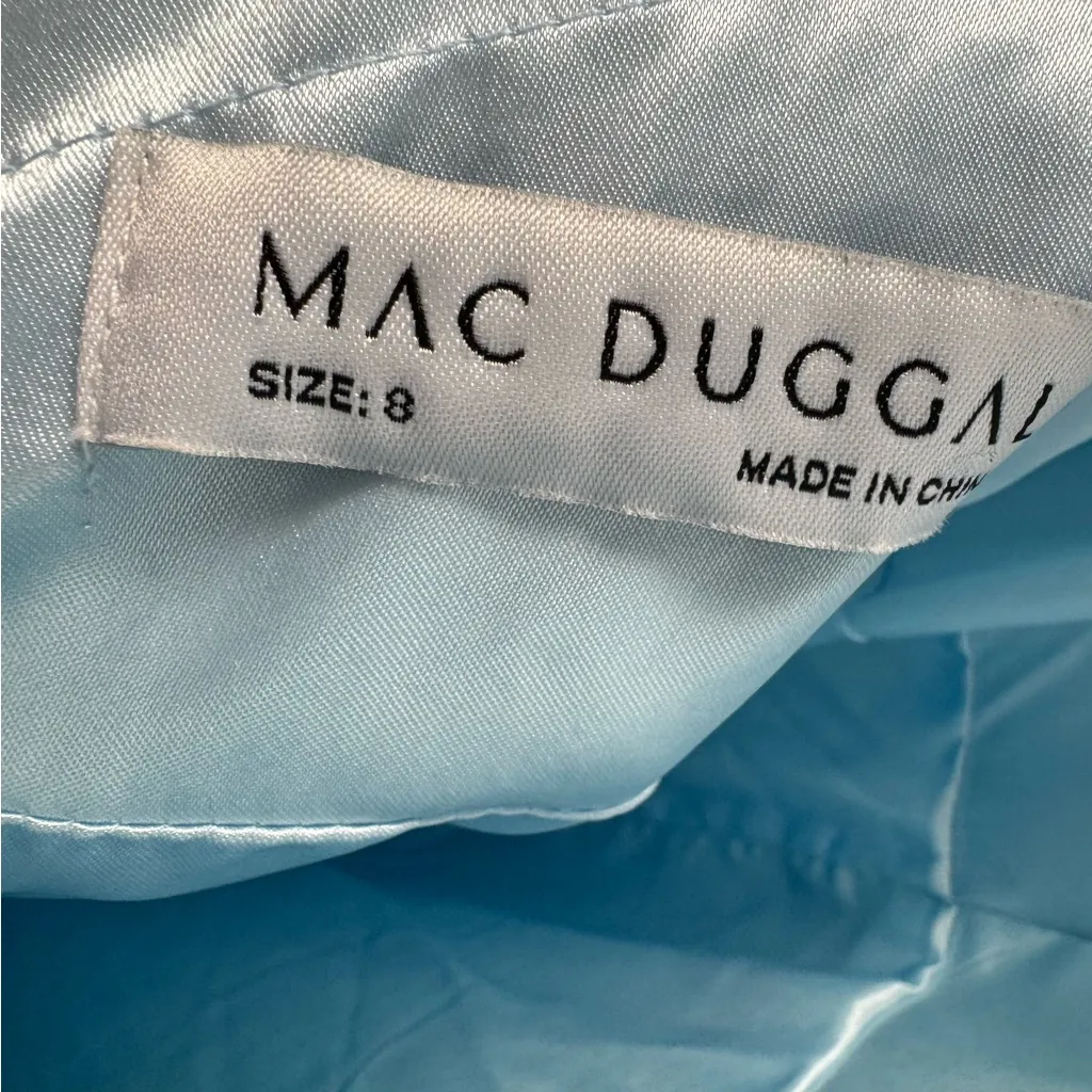 NEW Mac Duggal 67816 High Halter Neck Open Back Gown Maxi Dress Sky Blue 8 NWT - Image 11