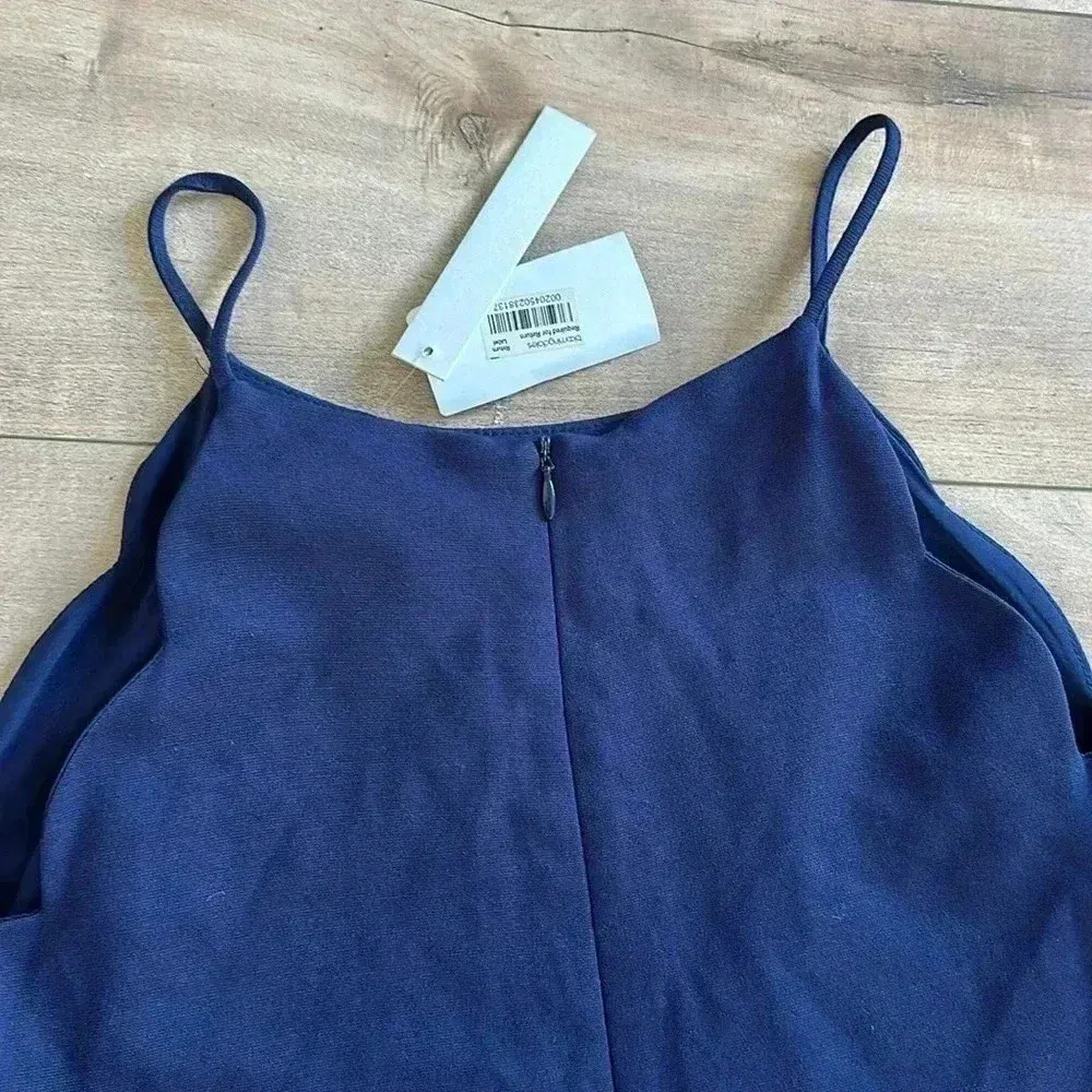 NWT AQUA Navy Blue Sleeveless Halter Neck Scalloped Trim Mini Skater Dress Sz L - Image 10