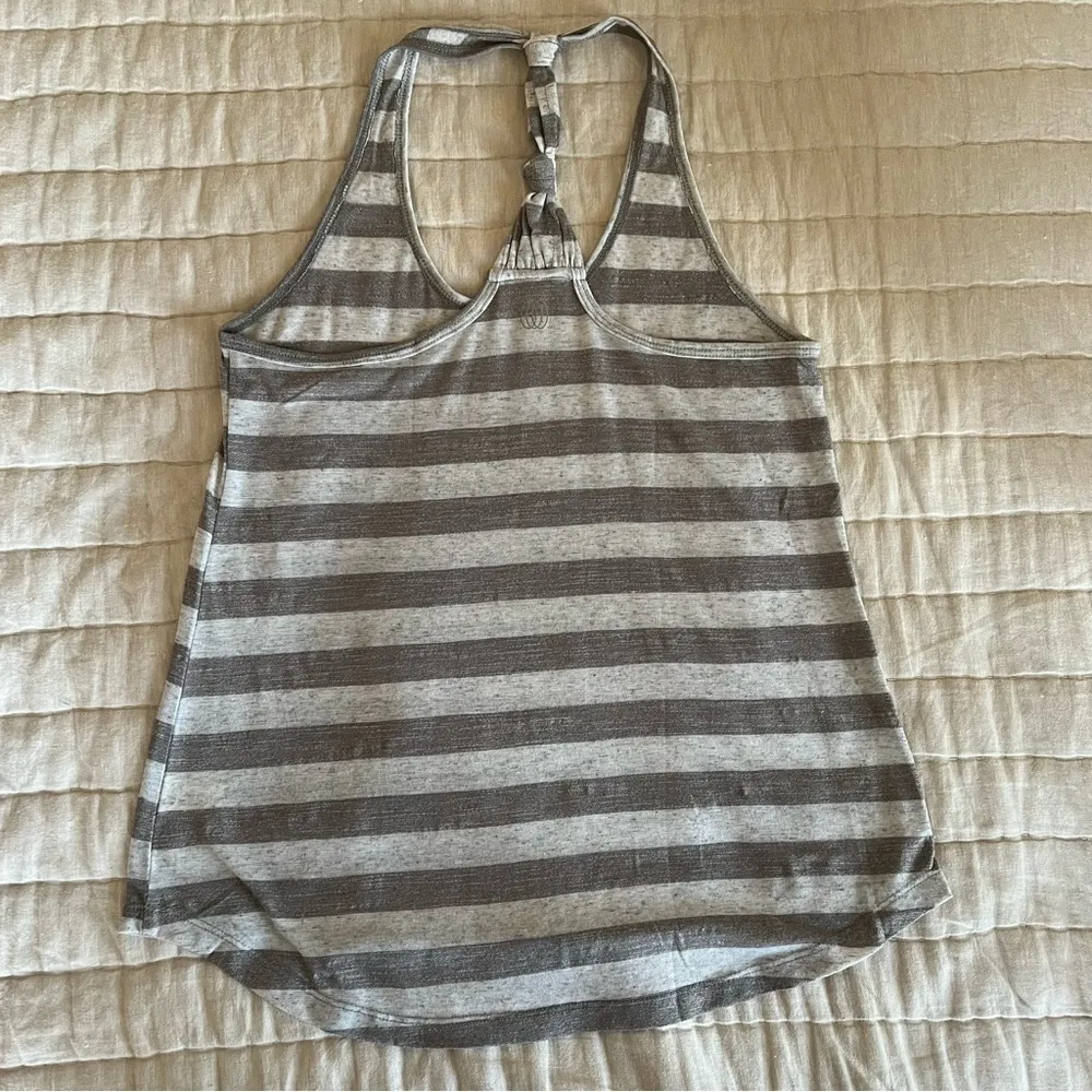 Balance Collection Grey Striped Racerback Linen Blend Tank Top Size Small - Image 10