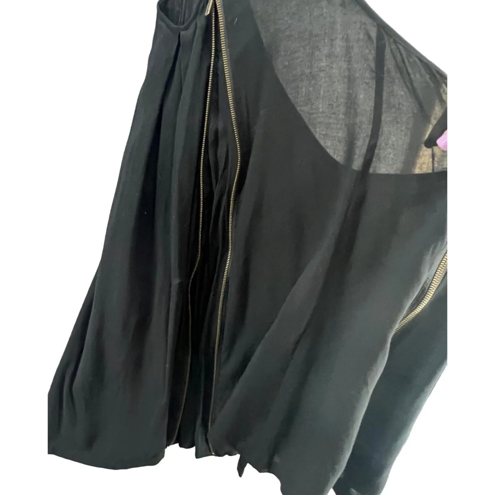 TAS Black Halter Top Small Black Zipper Detail Indie Sleaze Y2K Grunge Goth - Image 5