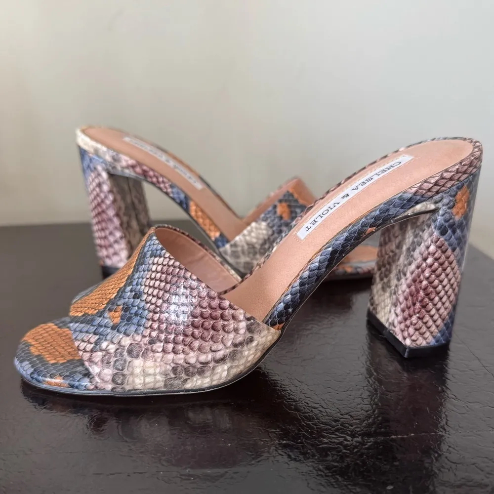 Chelsea & Violet Women's Multicolor Snake Print Heels - Image 2