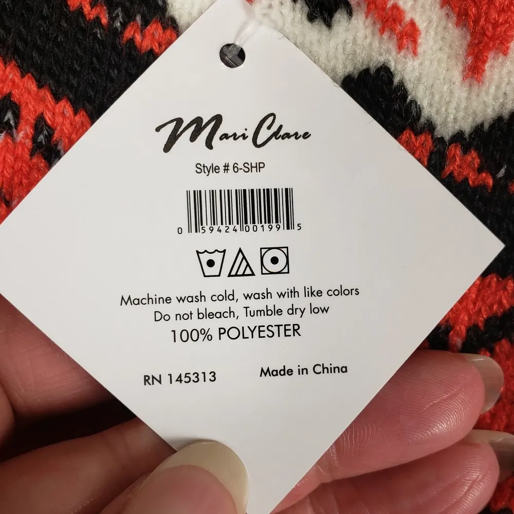 NWT Mari Clare Sherpa Lined Knit Winter Reindeer Design No - Image 5