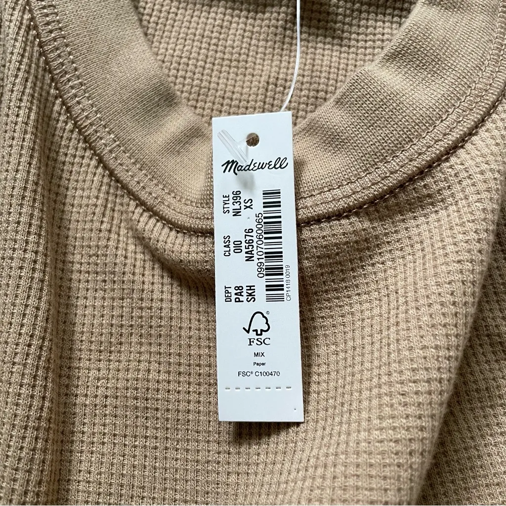 NWT Madewell Waffle Thermal Crewneck Crop Tank Size XS - Image 4
