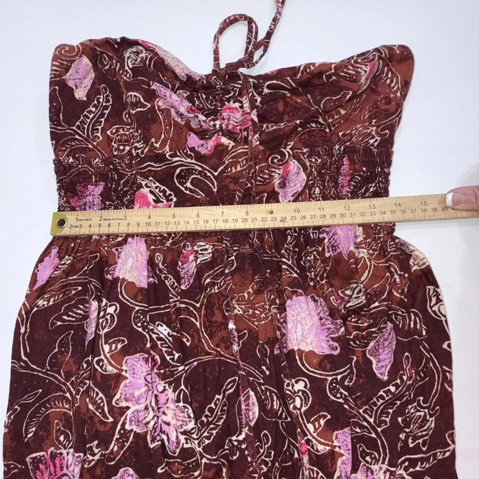 Free People Iris Halter Burgundy Pink Fairy Floral Boho Chic Breezy Legs Jumpsuit - Image 10