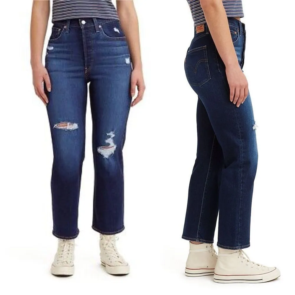 NWT Levi’s Ribcage Straight Jeans Size 32 | 14 Dark Indigo Distressed Ankle Jean - Image 14