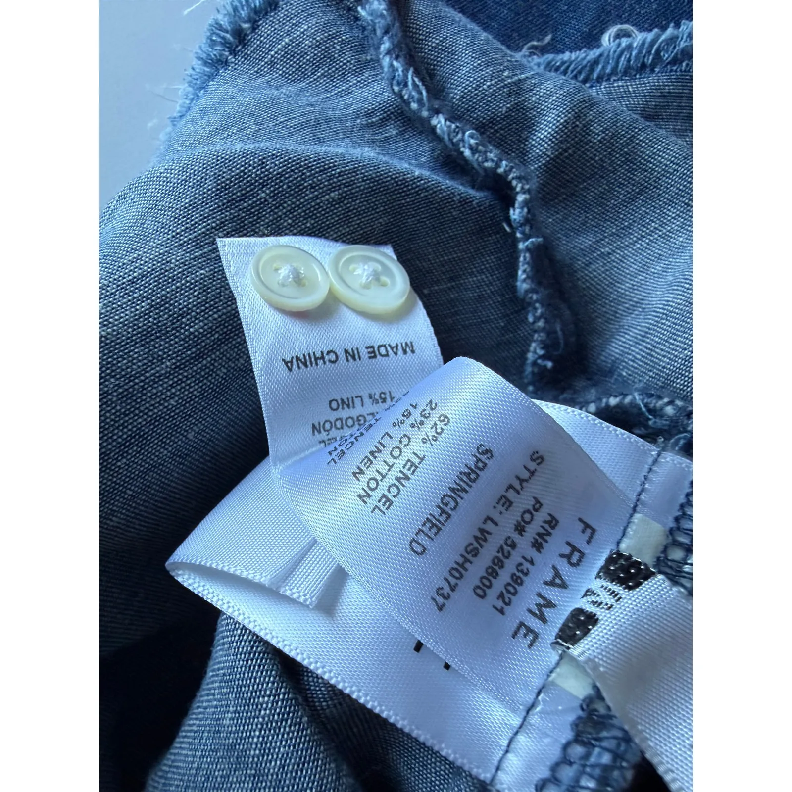 $235 New Frame Tie Neck Denim Sleeveless Shirt - Tencel Cotton Linen - Medium - Image 8