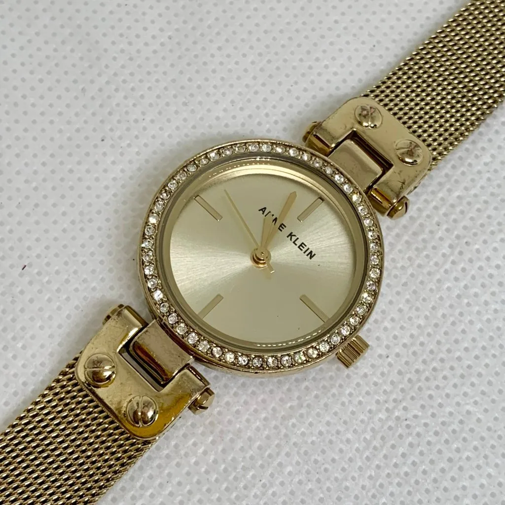 Anne Klein gold tone women’s watch 26mm rhinestones quartz adjustable running - Image 9